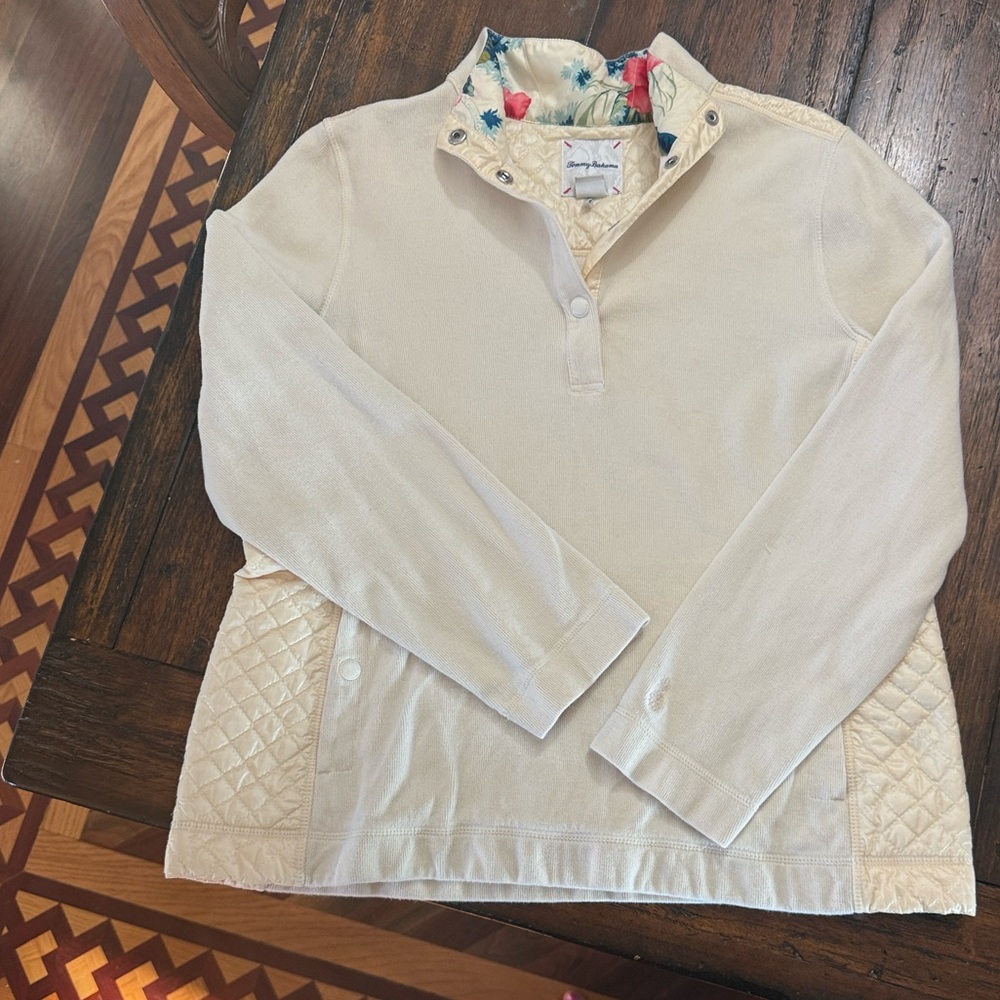 Tommy Bahama Ivory Pullover with Floral Lining